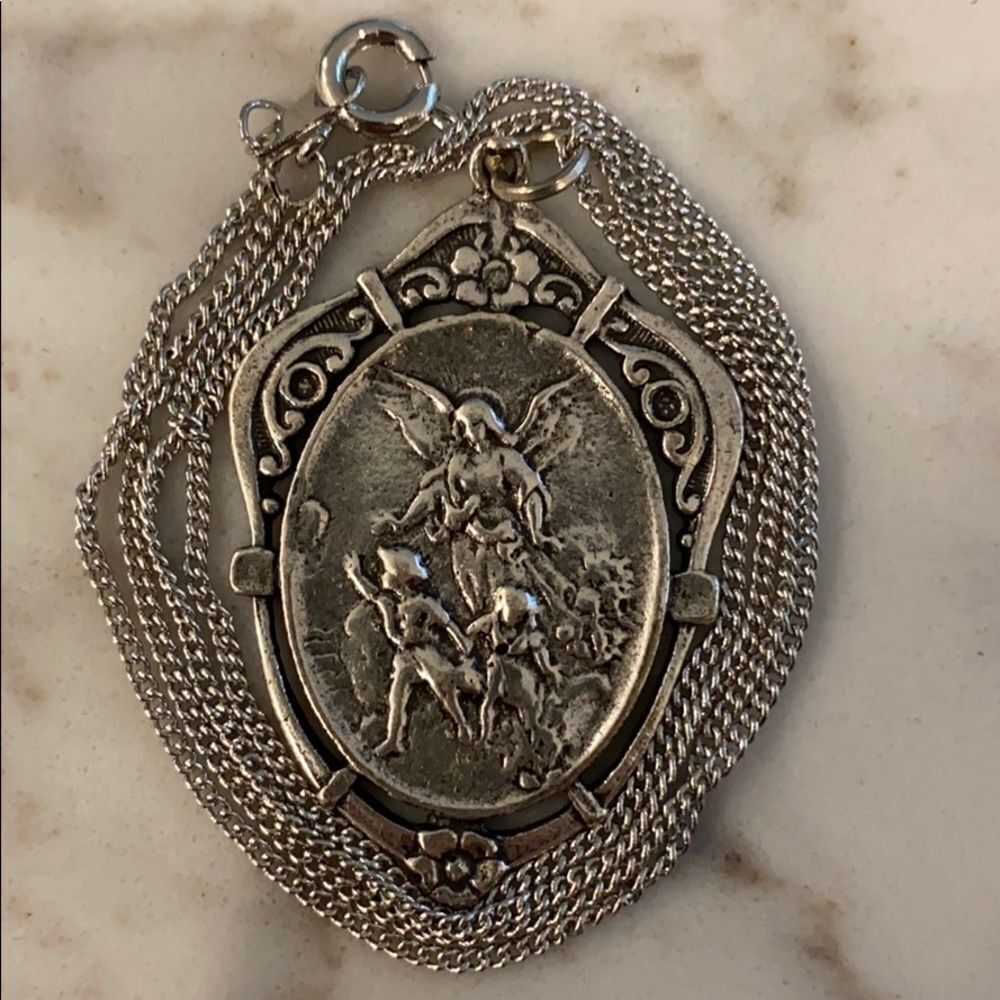 Alisa michelle Silver Angel Medallion necklace